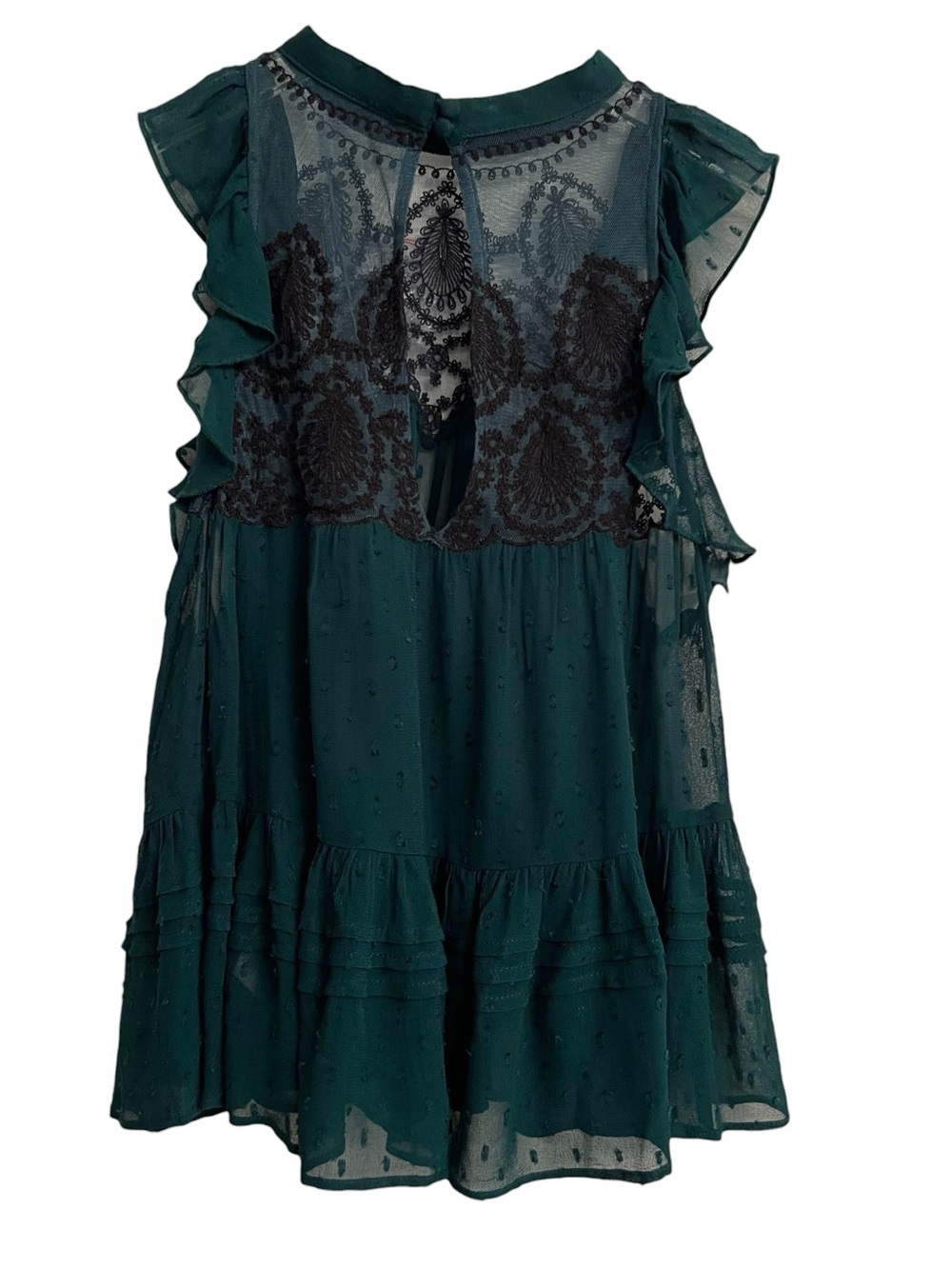 Free People Flowy Sleeveless Embroidered Emerald Green Blouse Size Small NWT - Picture 5 of 7